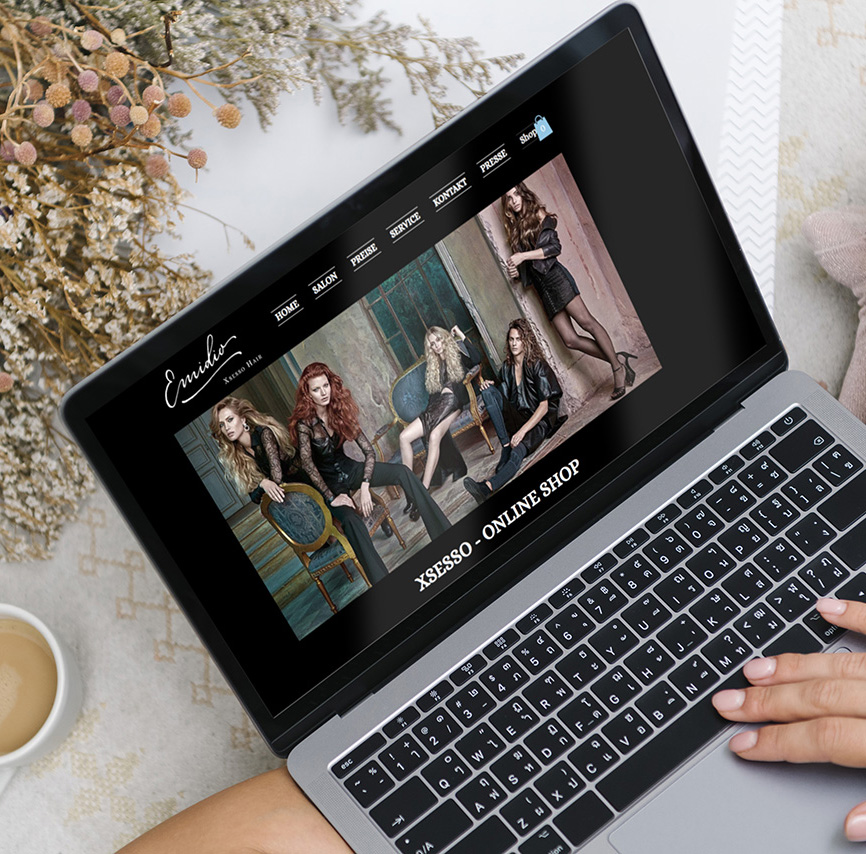 Woman using a laptop mockup